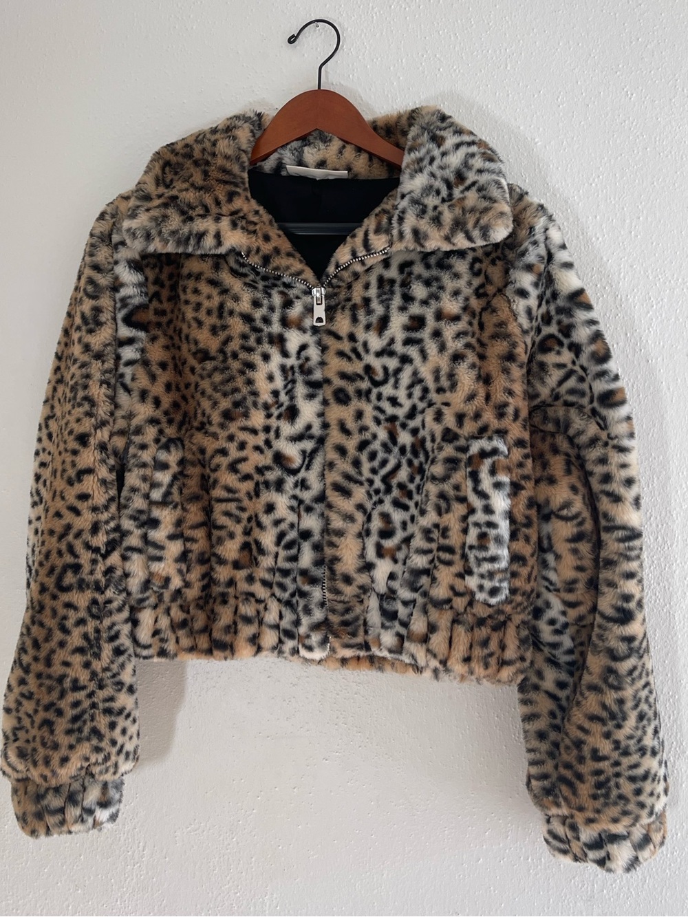 Leopard Print Faux Fur Jacket